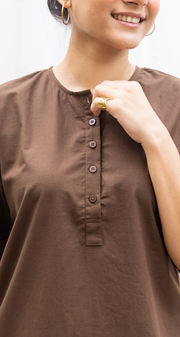 Chocolate Brown Pure Cotton Co-Ord Set