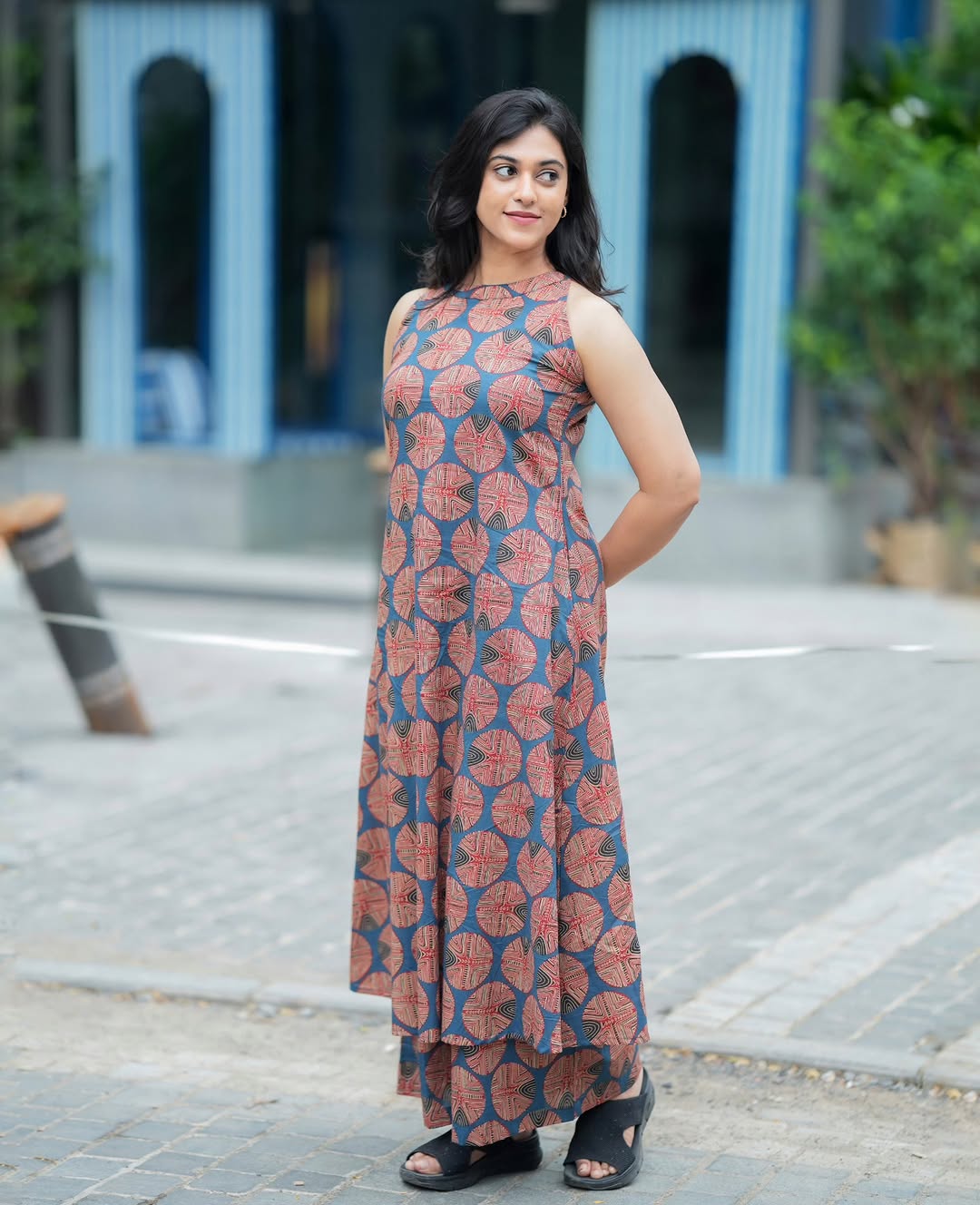 Grey Sleeveless Printed Kurta & Palazzo Co-ord Set for Women