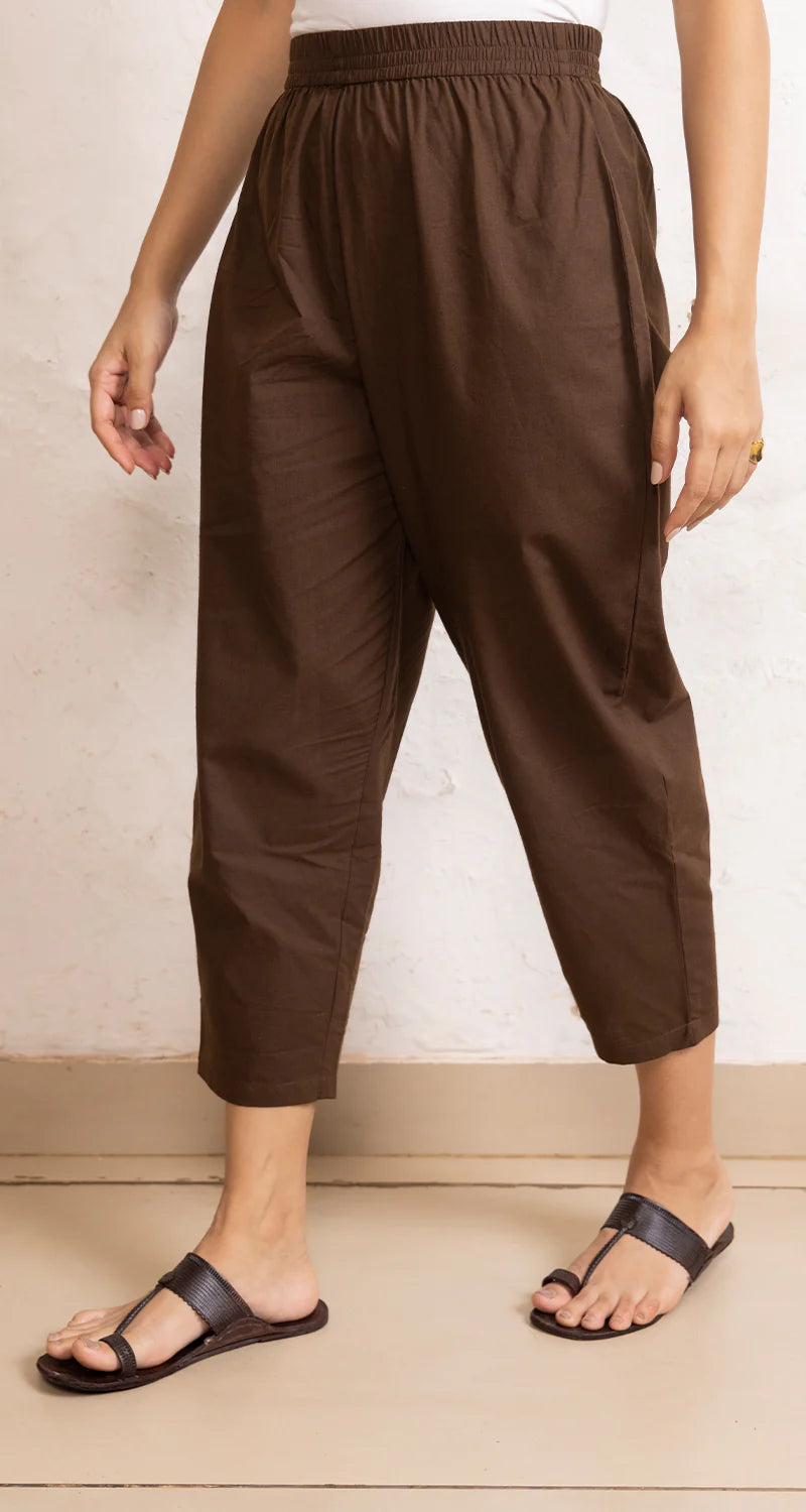 Sage Green N Brown Pure Cotton Co-Ord Set for Women | Casual & Office Wear