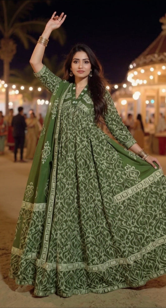 Anarkali kurta pant or dupatta set with original mirror work