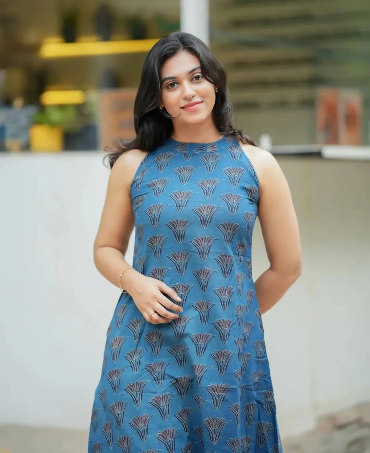 Blue Cotton Sleeveless Kurta Set for Women | Stylish Ethnic Co-Ord