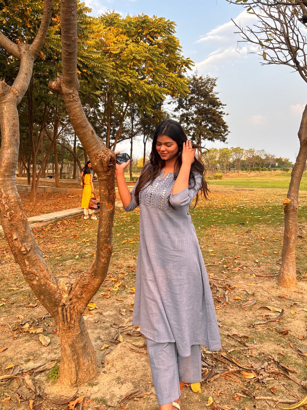 English blue kurta pant set