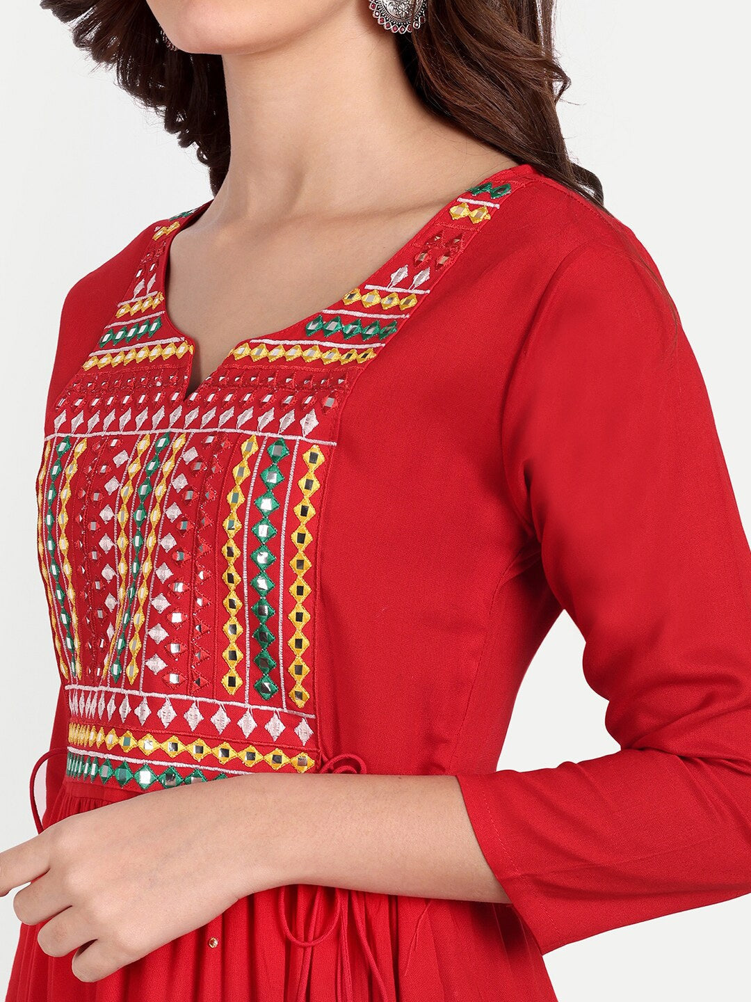 Embellished Mirror Work Rayon A-line Kurta Gown