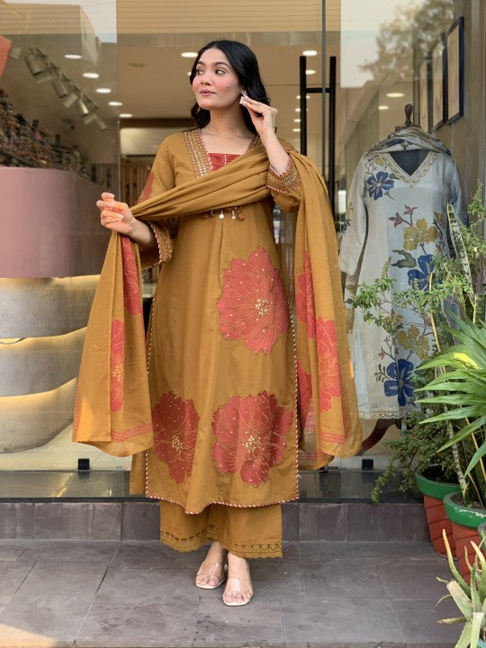 Viral 3 flower dupatta Set