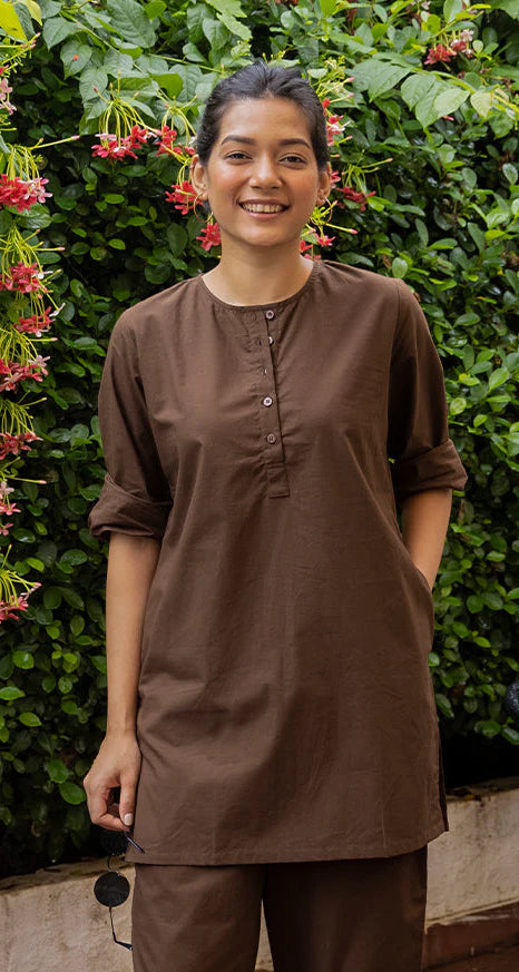 Chocolate Brown Pure Cotton Co-Ord Set