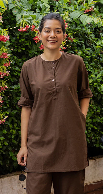 Chocolate Brown Pure Cotton Co-Ord Set