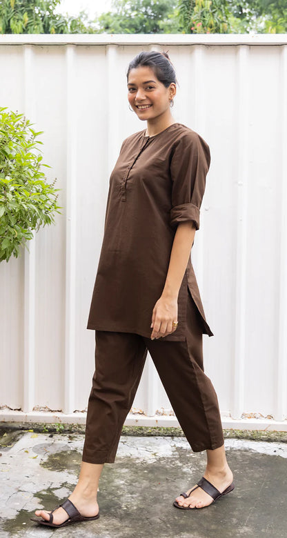 Chocolate Brown Pure Cotton Co-Ord Set