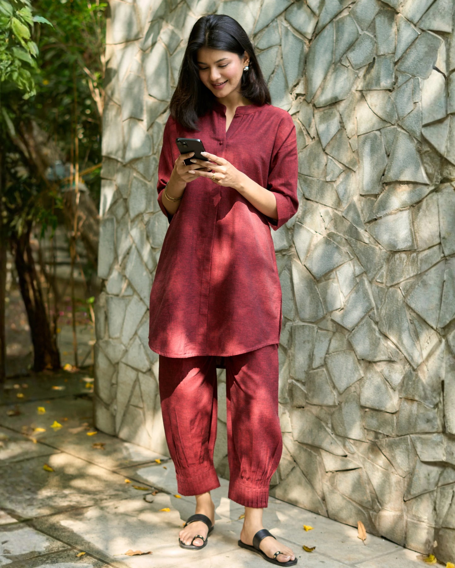 Sunday Paper Co-ord Set in Easy Blue n Red