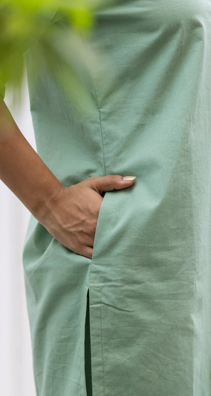 Sage Green Pure Cotton Co-Ord Set for Women | Casual & Office Wear