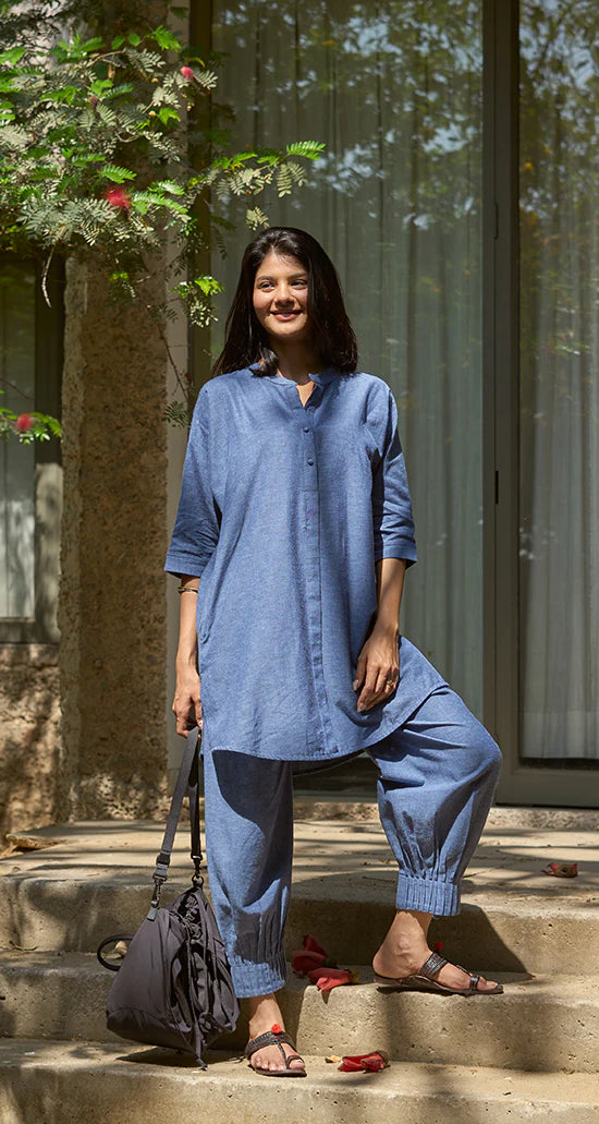 Sunday Paper Co-ord Set in Easy Blue n Red