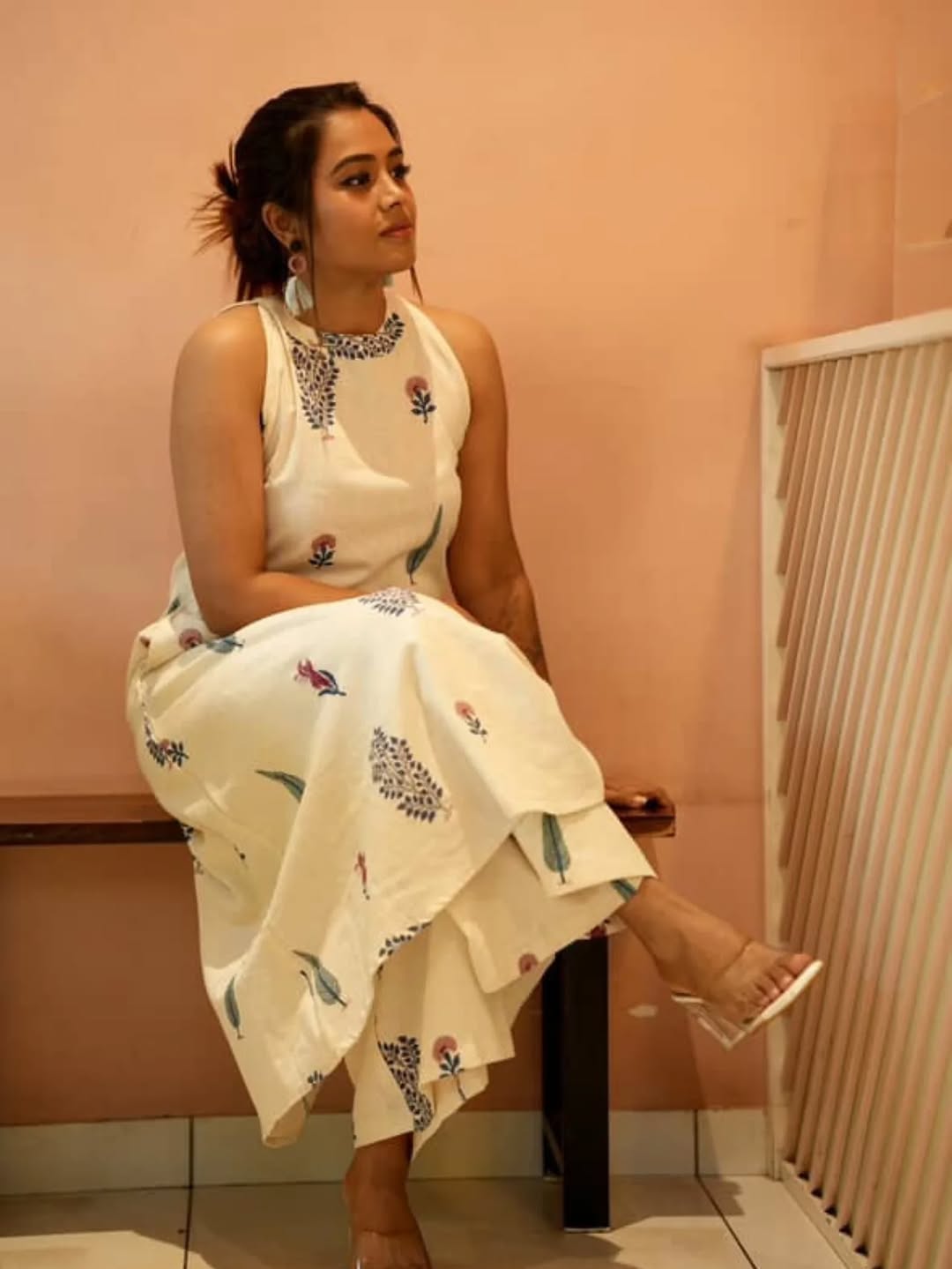 Cream Sleeves Royal Mughal Cotton Coord Set