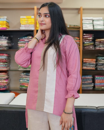 Soft pinks & floral Indo-western Lilan co-ord set