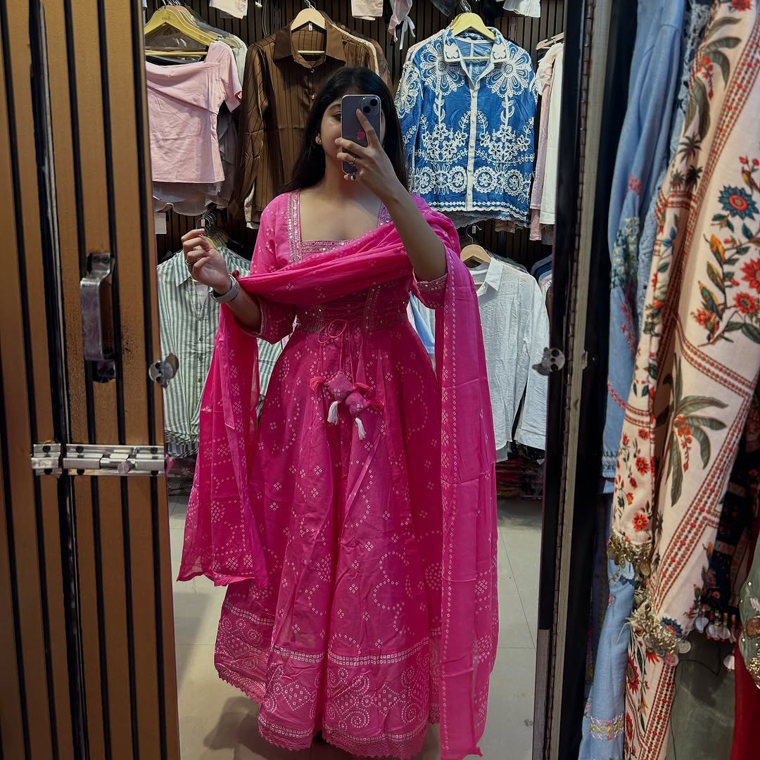 Cotton Anarkali Kurti with Dupatta – Festive & Wedding Wear