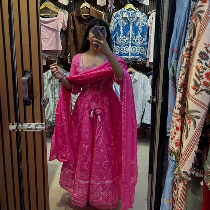 Cotton Anarkali Kurti with Dupatta – Festive & Wedding Wear