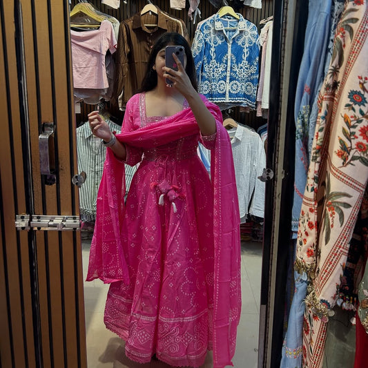 Cotton Anarkali Kurti with Dupatta – Festive & Wedding Wear