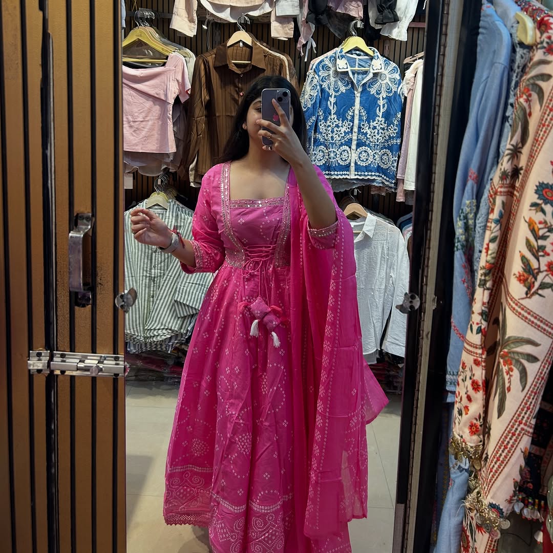 Cotton Anarkali Kurti with Dupatta – Festive & Wedding Wear