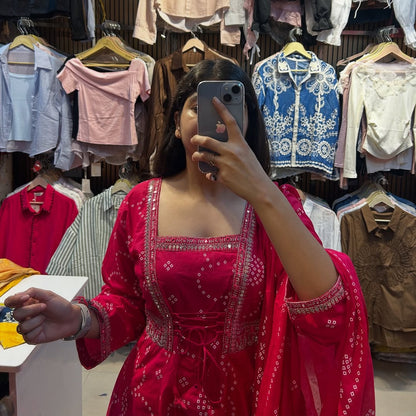 Cotton Anarkali Kurti with Dupatta – Festive & Wedding Wear