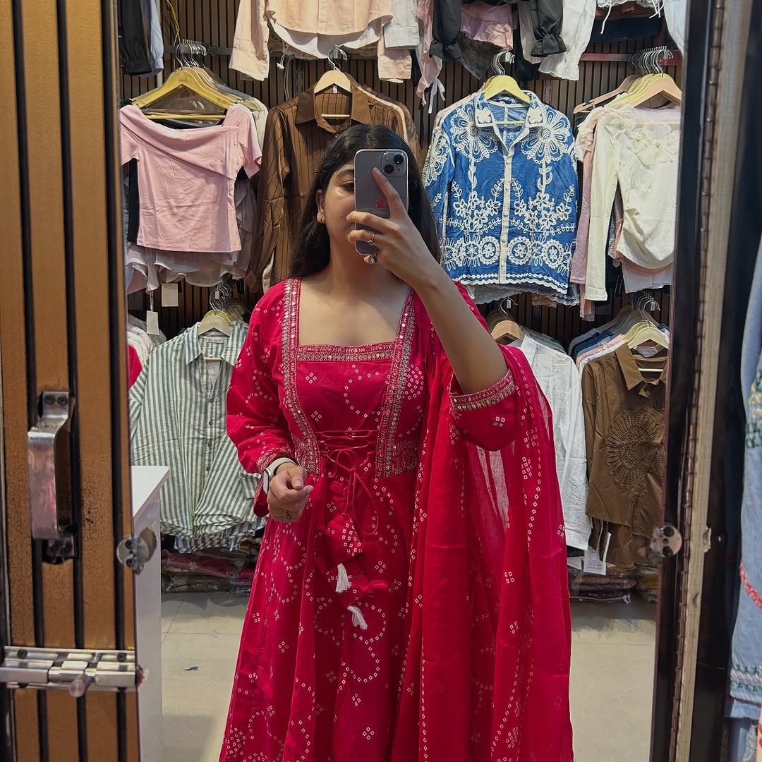 Cotton Anarkali Kurti with Dupatta – Festive & Wedding Wear