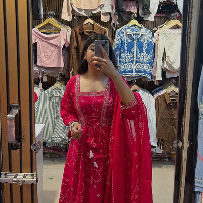 Cotton Anarkali Kurti with Dupatta – Festive & Wedding Wear