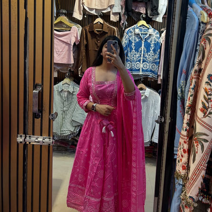 Cotton Anarkali Kurti with Dupatta – Festive & Wedding Wear