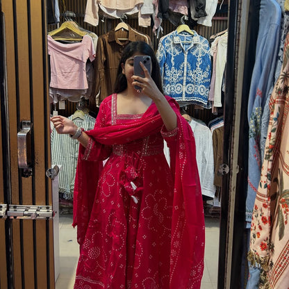 Cotton Anarkali Kurti with Dupatta – Festive & Wedding Wear