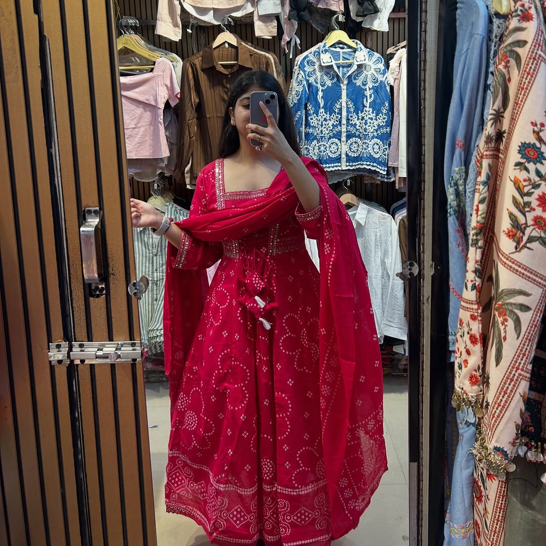 Cotton Anarkali Kurti with Dupatta – Festive & Wedding Wear