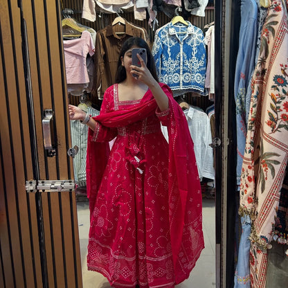 Cotton Anarkali Kurti with Dupatta – Festive & Wedding Wear