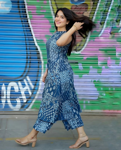 Blue Indigo Cotton Co-ord Set