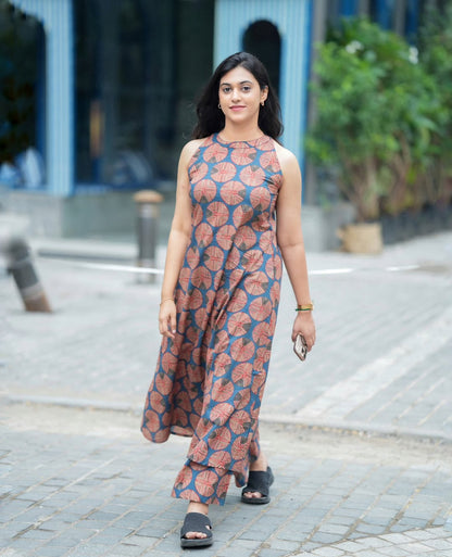 Grey Sleeveless Printed Kurta & Palazzo Co-ord Set for Women