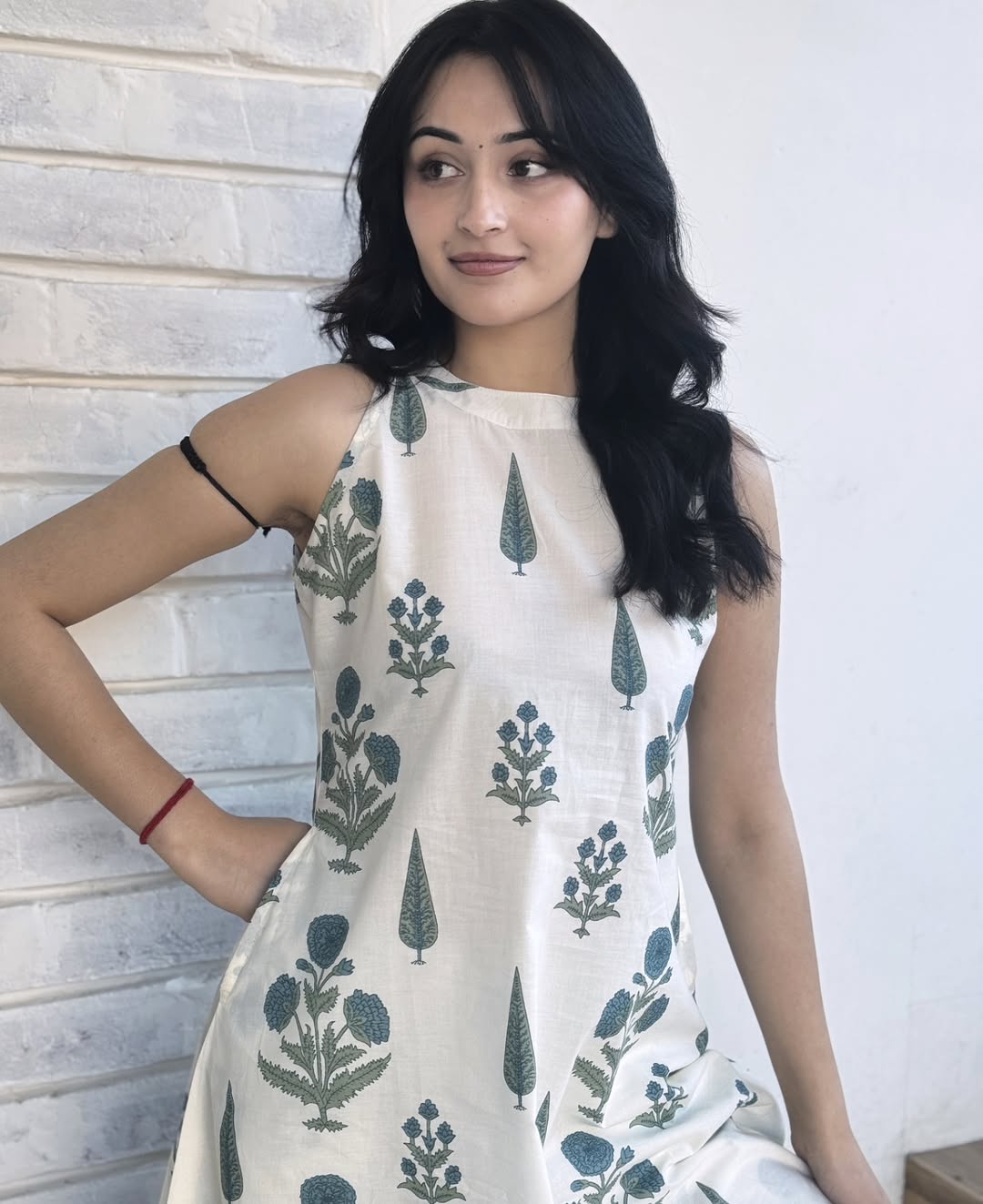 Kalamkari printed Cotton Cut Sleeves kurta pant set