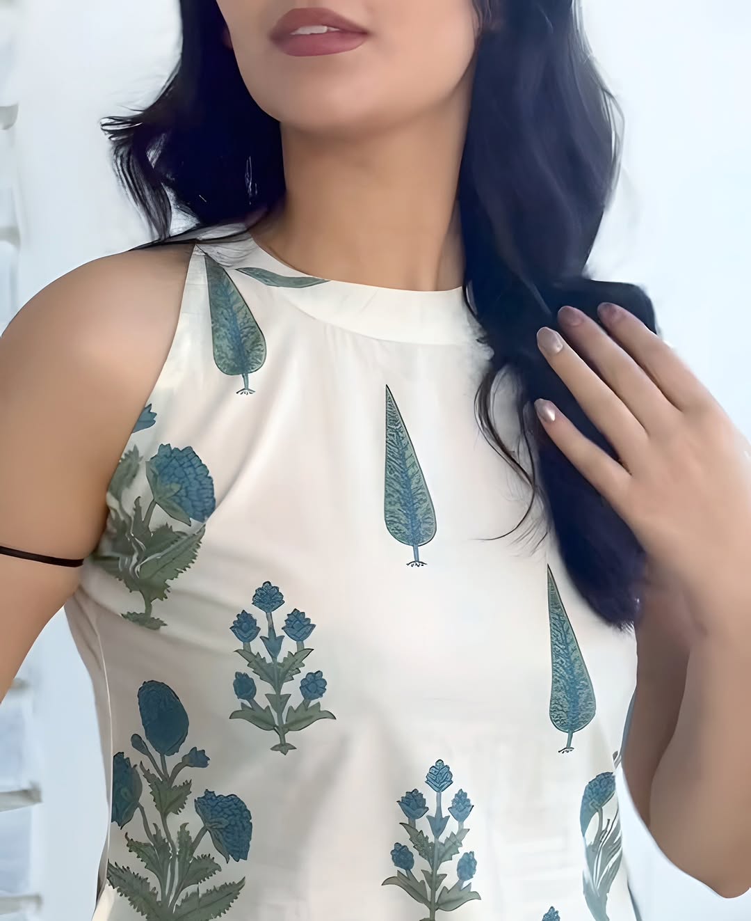 Kalamkari printed Cotton Cut Sleeves kurta pant set