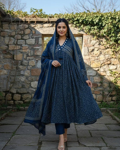 Anarkali kurta pant or dupatta set with original mirror work