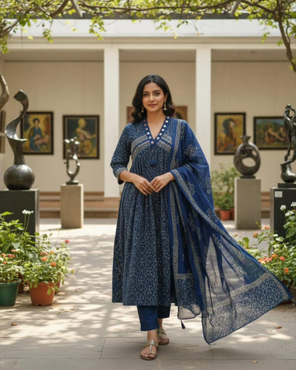 Anarkali kurta pant or dupatta set with original mirror work