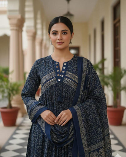 Anarkali kurta pant or dupatta set with original mirror work