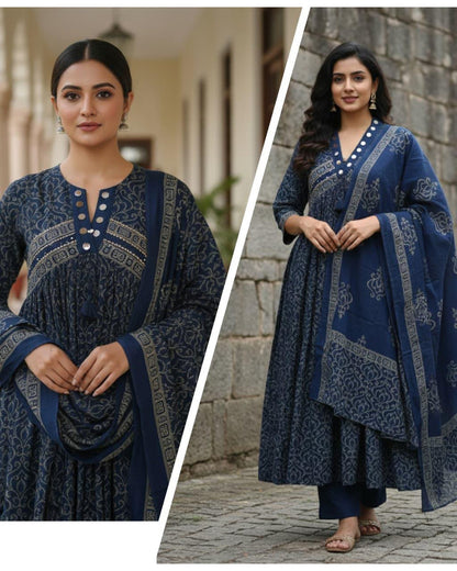 Anarkali kurta pant or dupatta set with original mirror work