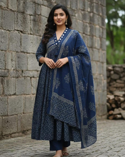 Anarkali kurta pant or dupatta set with original mirror work