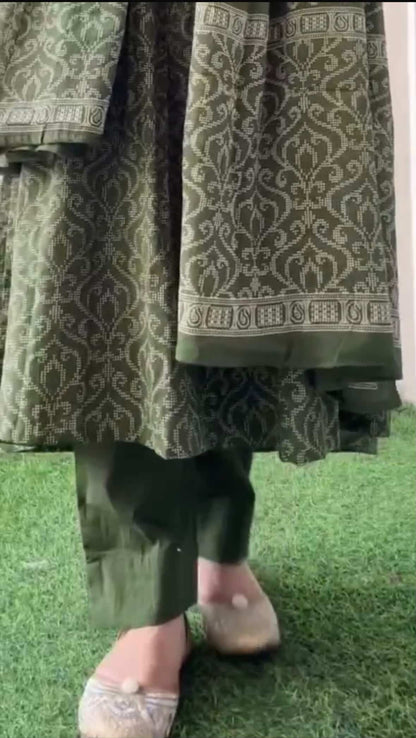 Anarkali kurta pant or dupatta set with original mirror work