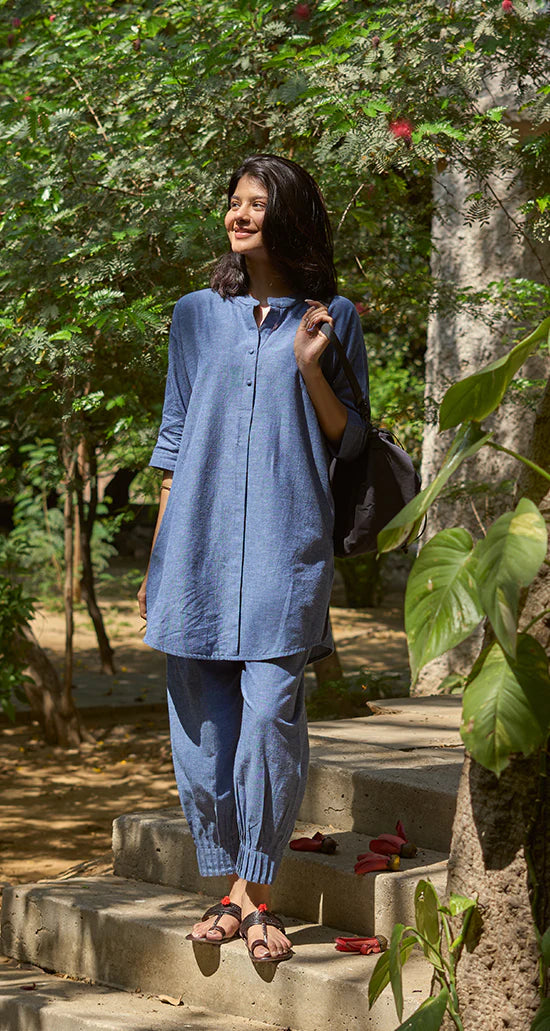 Sunday Paper Co-ord Set in Easy Blue n Red