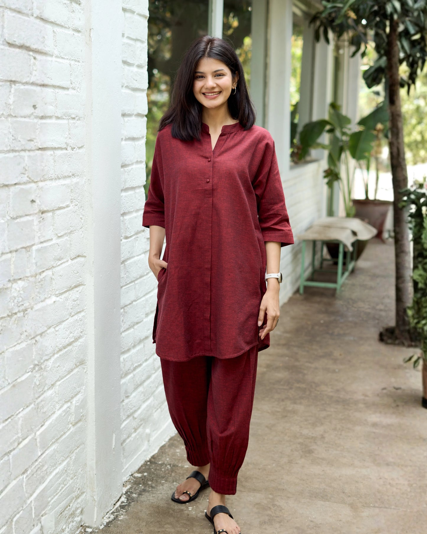 Sunday Paper Co-ord Set in Easy Blue n Red