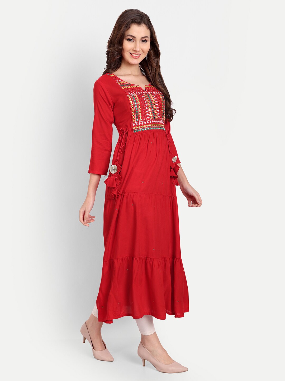 Embellished Mirror Work Rayon A-line Kurta Gown