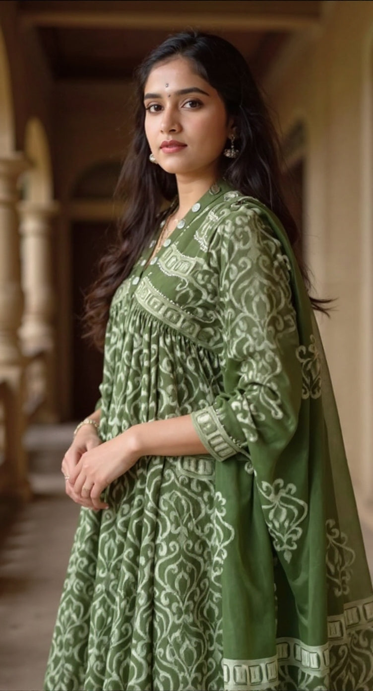 Anarkali kurta pant or dupatta set with original mirror work