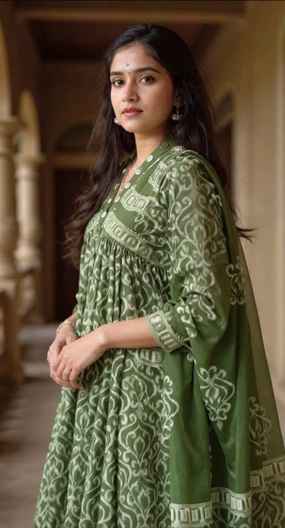 Anarkali kurta pant or dupatta set with original mirror work
