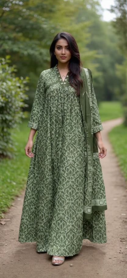 Anarkali kurta pant or dupatta set with original mirror work