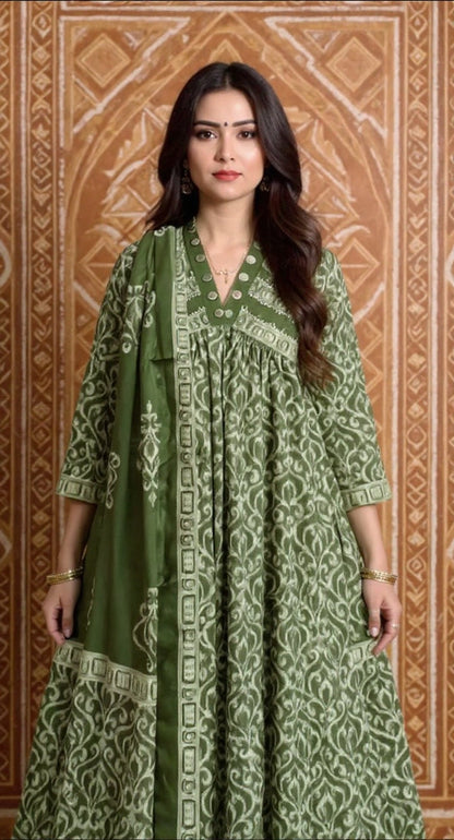 Anarkali kurta pant or dupatta set with original mirror work