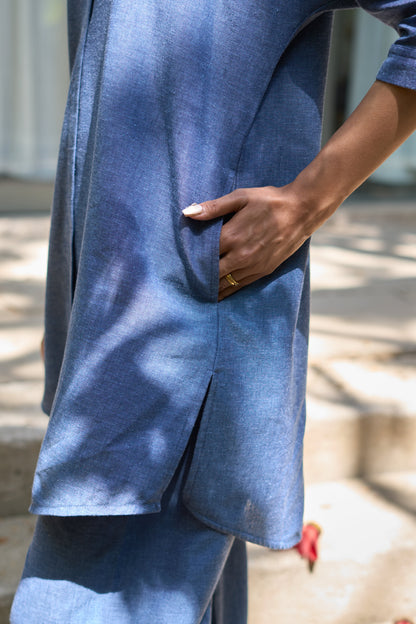 Sunday Paper Co-ord Set in Easy Blue n Red