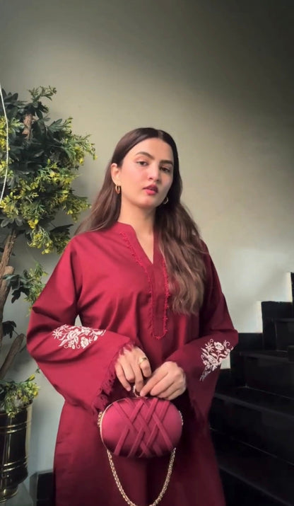 Mehreen Royal Maroon Embroidered Set