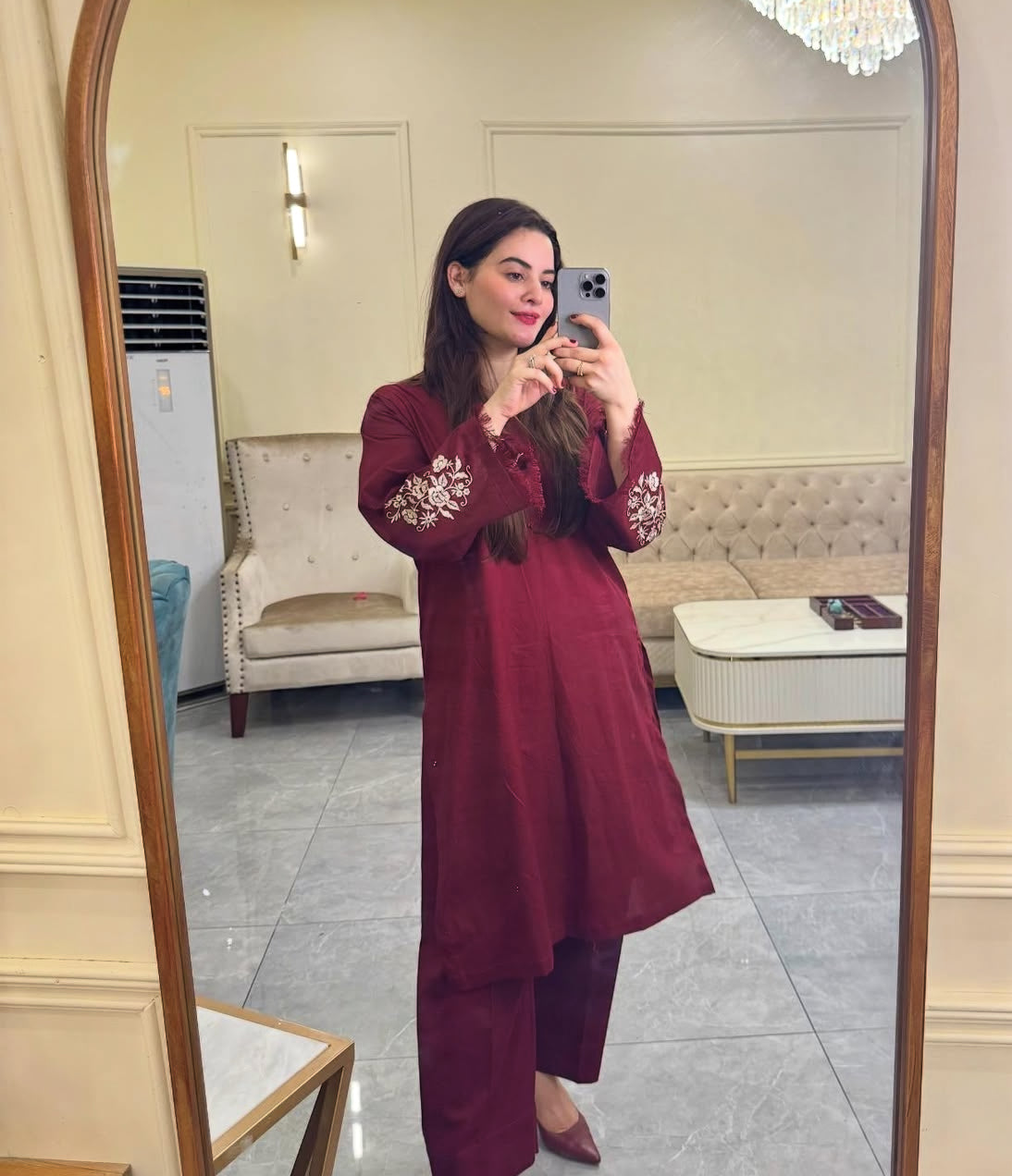 Mehreen Royal Maroon Embroidered Set