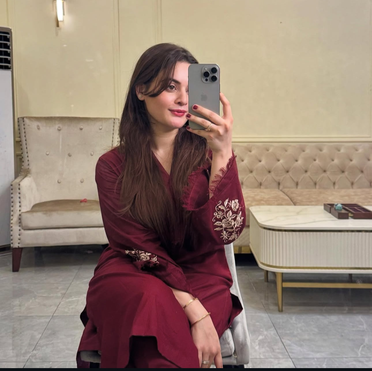 Mehreen Royal Maroon Embroidered Set