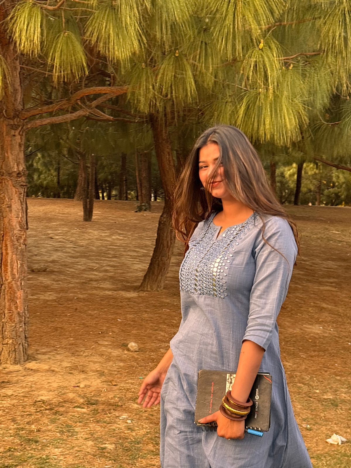 English blue kurta pant set