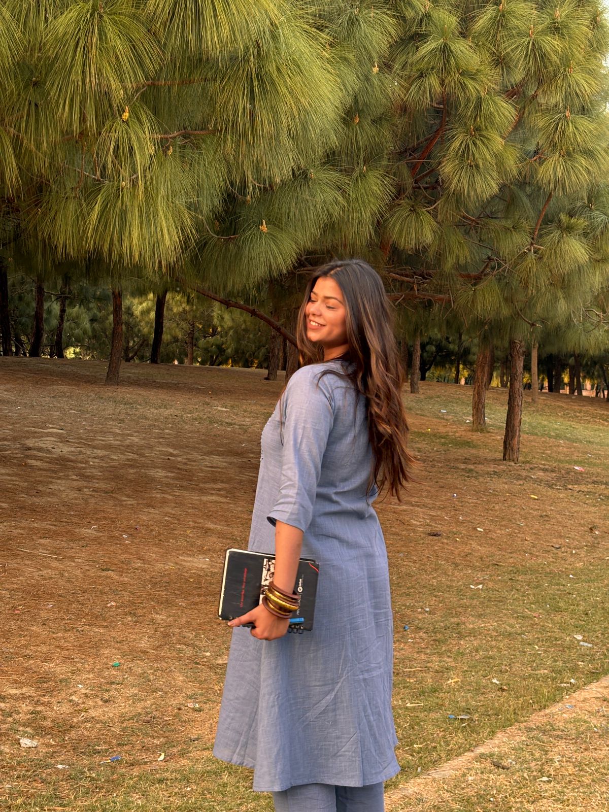 English blue kurta pant set